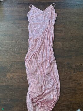 Pink Sequin Spaghetti-Strap Prom Dress
